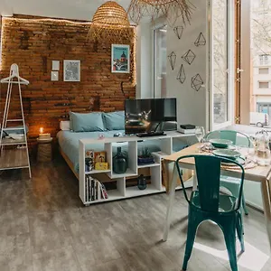 Appartement Studio Brique Bleue Avec Parking Privé, Toulouse